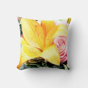 orange pink star lily rose floral picture bright cushion