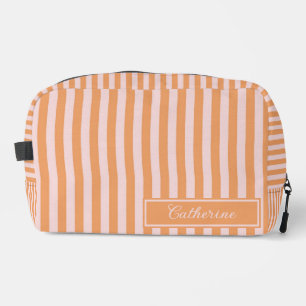 Orange & Pink Stripes Abstract Retro Pretty Dopp Kit