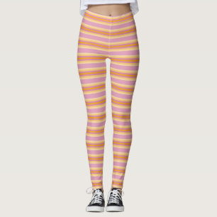 Orange Pink Stripes B Leggings