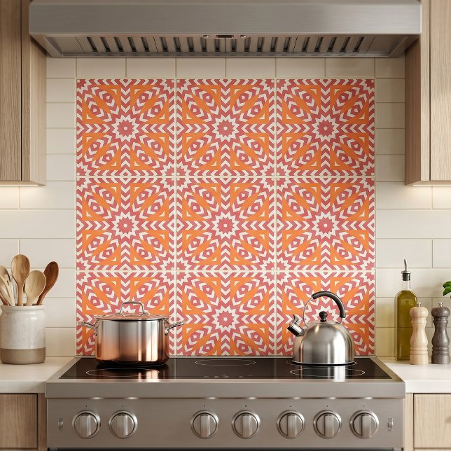 Orange & Pink Stylish Mosaic Geometric Pattern Tile (Creator Uploaded)