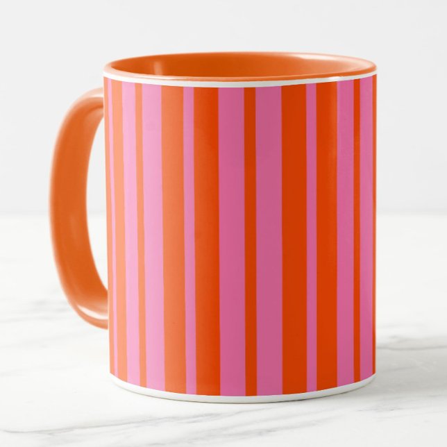 Orange Pink Stylish Stripes Pattern Design  Mug (Creator Uploaded)