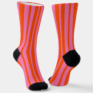 Orange Pink Stylish Stripes Pattern Design  Socks