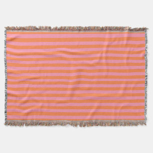 Orange Pink Summer Mood Lines Throw Blanket