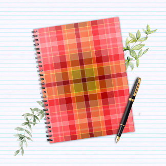 Orange Pink Tartan Notebook