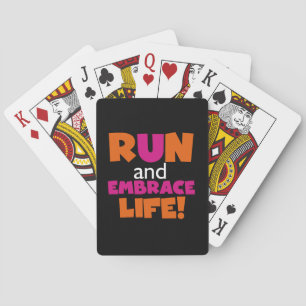Orange Pink Text Fitness Running Runner Marathon Playing Cards