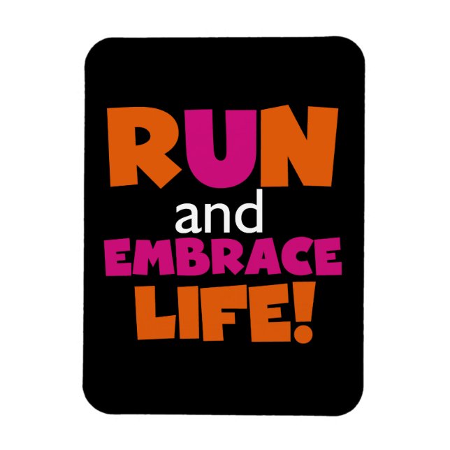 Orange Pink Text Run Runner Marathon Magnet (Vertical)