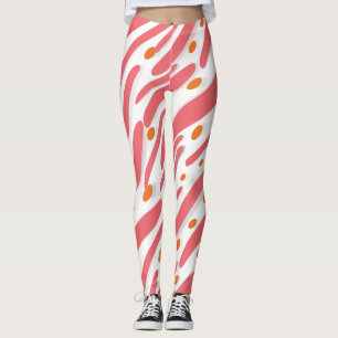 Orange Pink White Abstract Line Pattern  Leggings