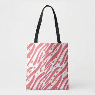 Orange Pink White Abstract Line Pattern Tote Bag