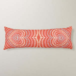 orange pink yellow blue Concentric Hearts Rainbow Body Cushion