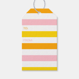 Orange, Pink & Yellow Striped Gift Tags