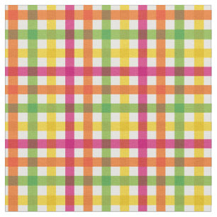 Orange, Pink & Yellow Summer Rainbow Plaid/ Tartan Fabric