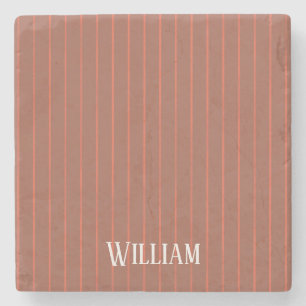 Orange pinstripes stone coaster