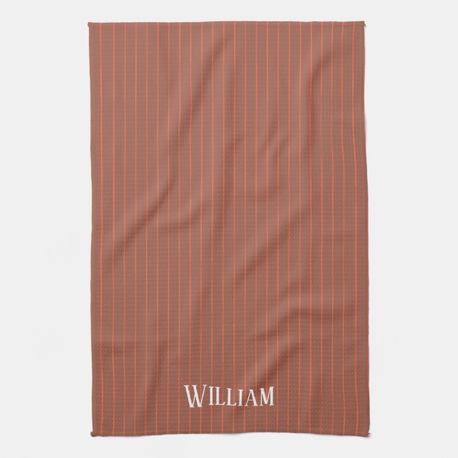 Orange pinstripes tea towel (Vertical)