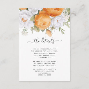 Orange Piper White Ranunculus  Florals Enclosure Card