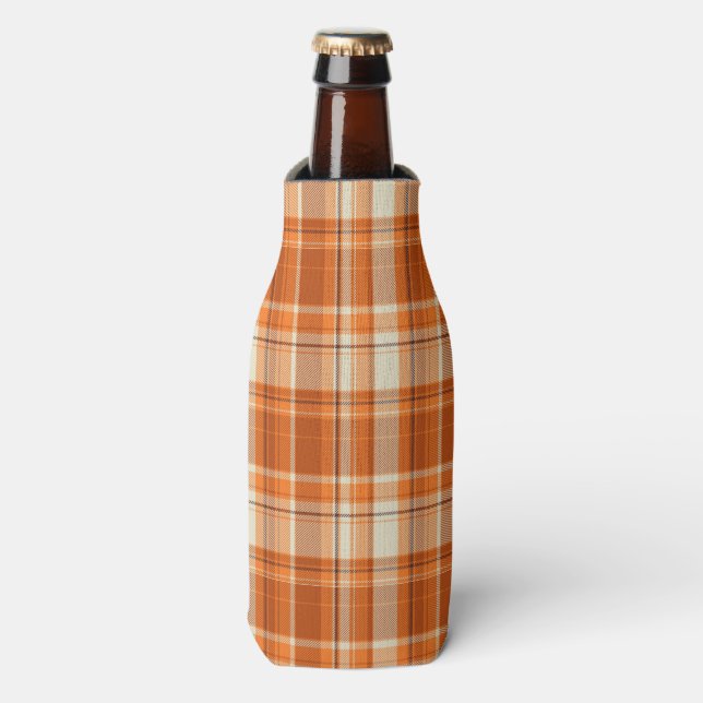 Orange plaid bottle cooler (Bottle Front)