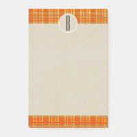 Orange Plaid & Brown Kraft Rustic Monogram Initial