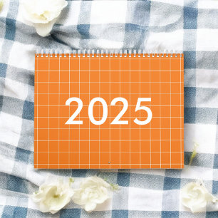 Orange Plaid Chequered Pattern Calendar