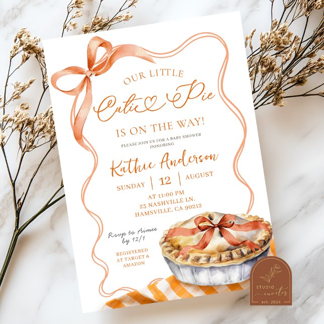 Orange Plaid Cutie Pie Baby Shower Invitation (Creator Uploaded)