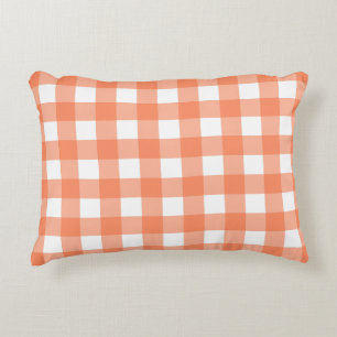 Orange Plaid Decorative Cushion