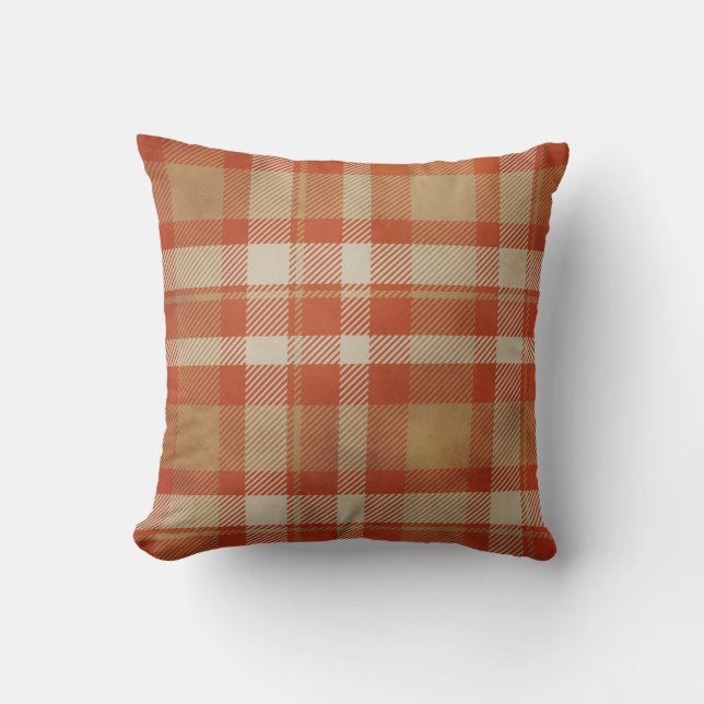 Orange Plaid Fall Cushion (Front)