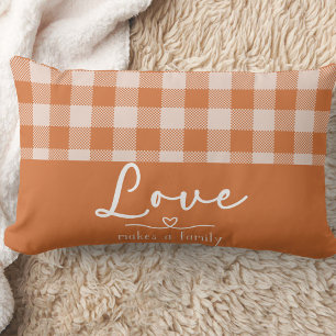 Orange Plaid Farmhouse  Lumbar Cushion