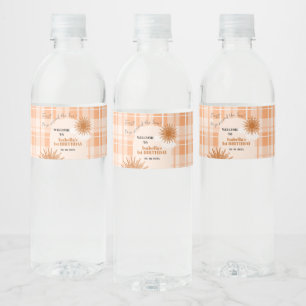Orange Plaid First Trip Around The Sun Birthday Water Bottle Label