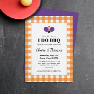 Orange Plaid I Do BBQ Ping Pong Invitation