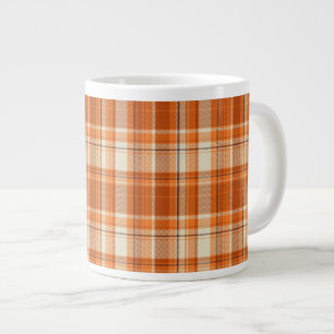 Orange plaid large coffee mug