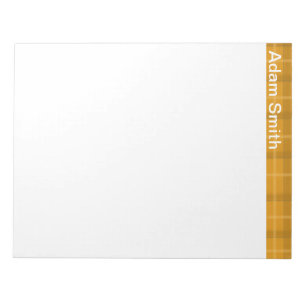 Orange Plaid Personalised Notepad