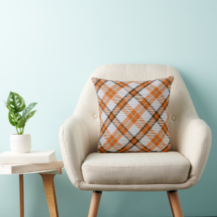 Orange Plaid Pillow