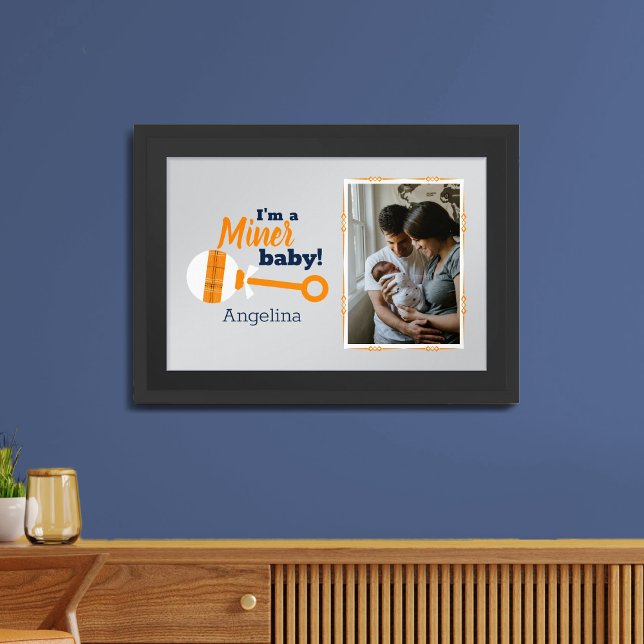 Orange Plaid Rattle Miner Baby Photo Poster (Creator Uploaded)
