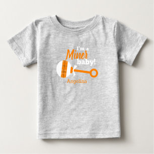 Orange Plaid Rattle Miner Baby T-Shirt