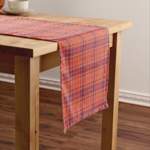 Orange Plaid Short Table Runner