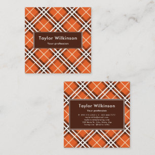 Orange Plaid Square Business Card