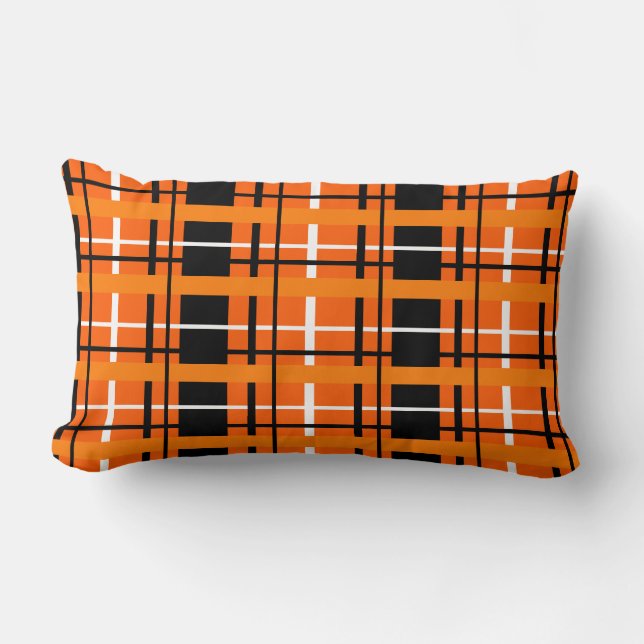 Orange Plaid Throw Pillow (Front)