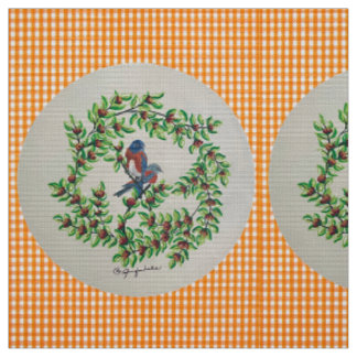 Orange plaid Western Bluebird Fabric
