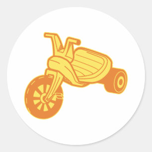 Orange Plastic Tricycle Graphic Classic Round Sticker