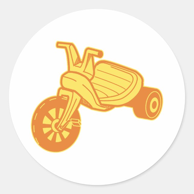 Orange Plastic Tricycle Graphic Classic Round Sticker (Front)