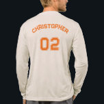 Orange Player Name Jersey Number Mens Long Sleeve Tri-Blend Shirt<br><div class="desc">Create your own custom, personalised, cool stylish orange typography / font / script, monogrammed player name jersey number light oatmeal colour, classic crew neck, comfortable, pre-shrunk tri-blend, superior combed and ring-spun jersey cotton, unisex mens long sleeve shirt t-shirt. Simply type in your name / player name and player jersey number,...</div>