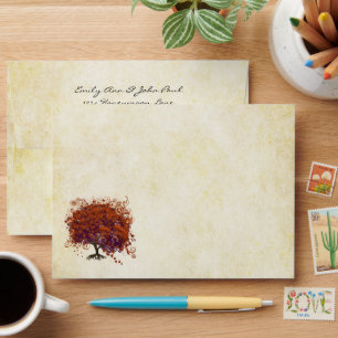 Orange Plum Heart Tree Envelopes