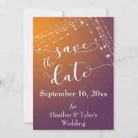 Orange Plum Ombre & Light Strings Save the Date