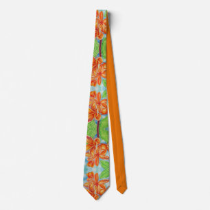 Orange Plumeria Tie