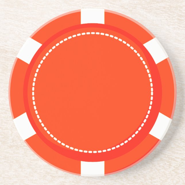 Orange Poker Chip Sandstone Coaster (Front)