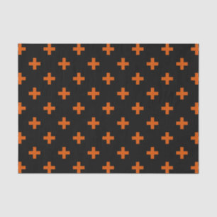 Orange polka crosses on black tissue paper