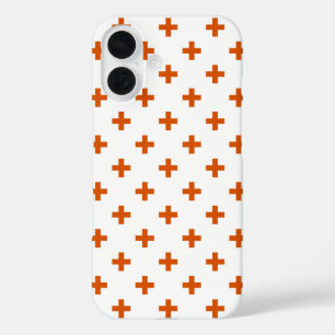 Orange polka crosses on white iPhone 16 case