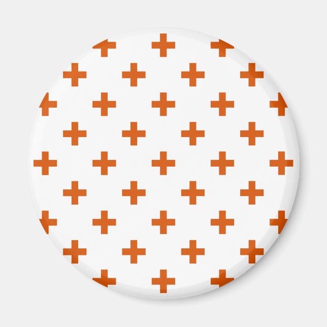 Orange polka crosses on white magnet (Front)