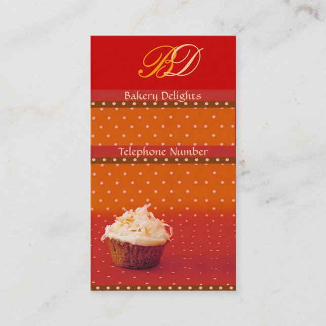 Orange Polka Dot Cupcake Business Cards (Front)