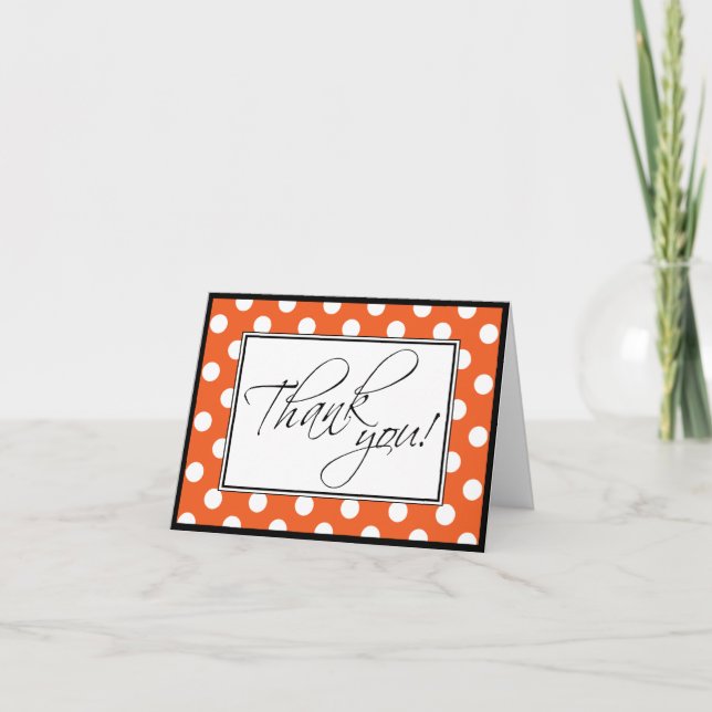 Orange Polka Dot Custom Thank You Card (Front)