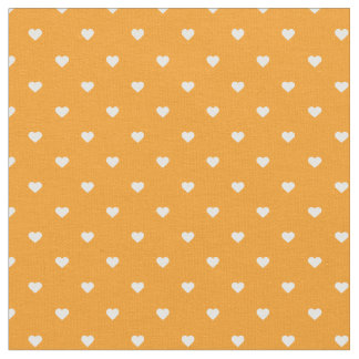 Orange Polka Dot Hearts Fabric