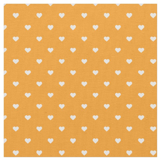Orange Polka Dot Hearts Fabric (Close Up)
